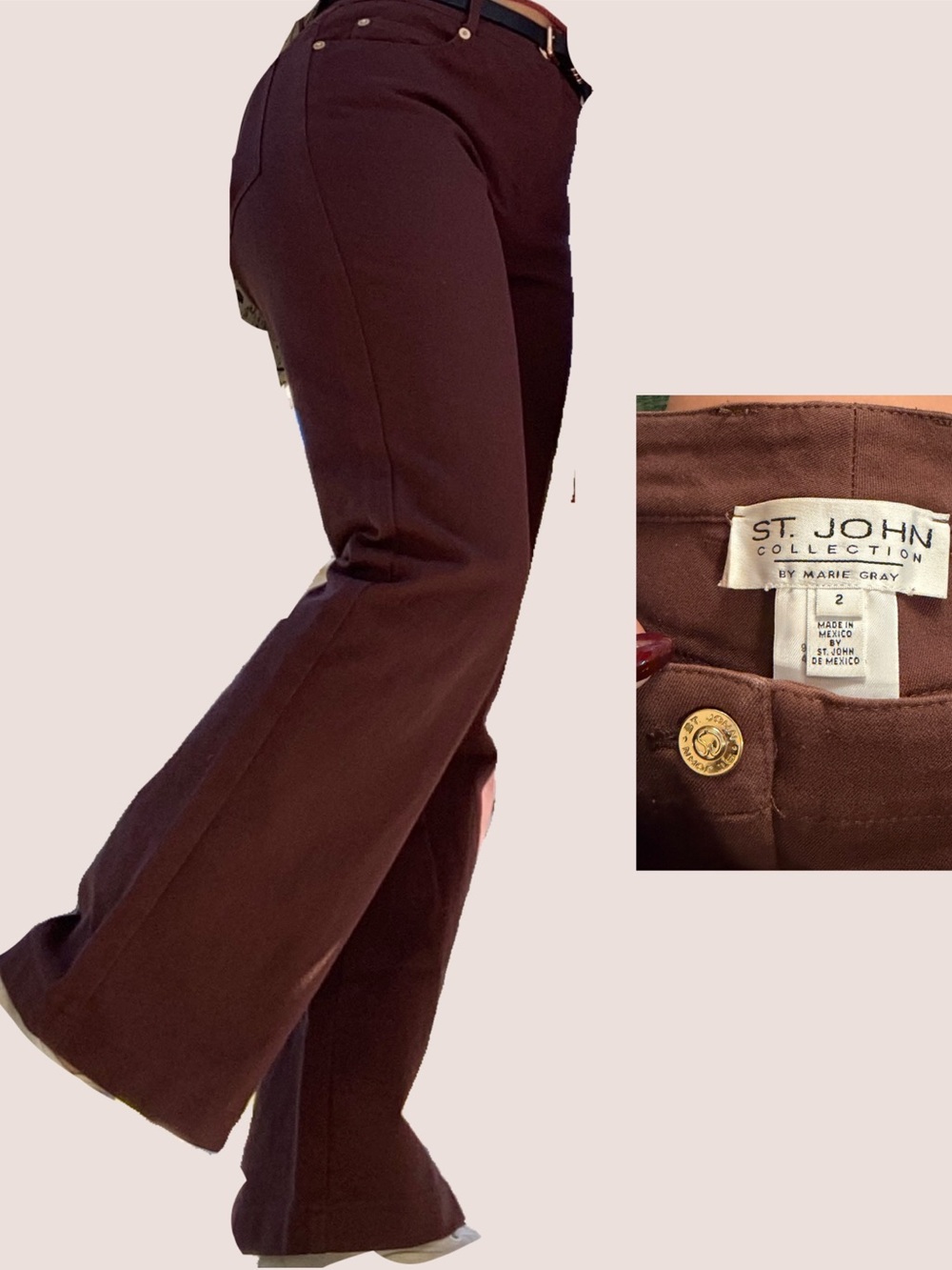 St. John Chocolate Brown Boot-Cut Flare Pants